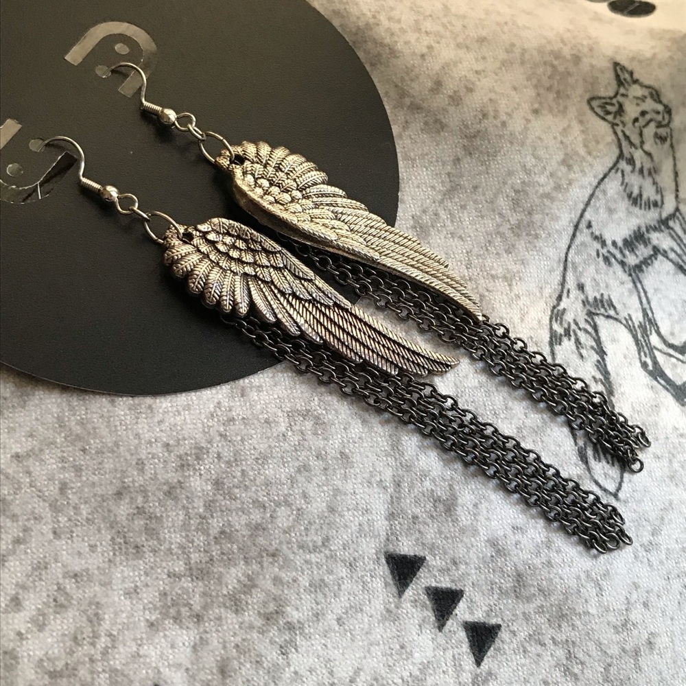 Hand made silver wing earrings